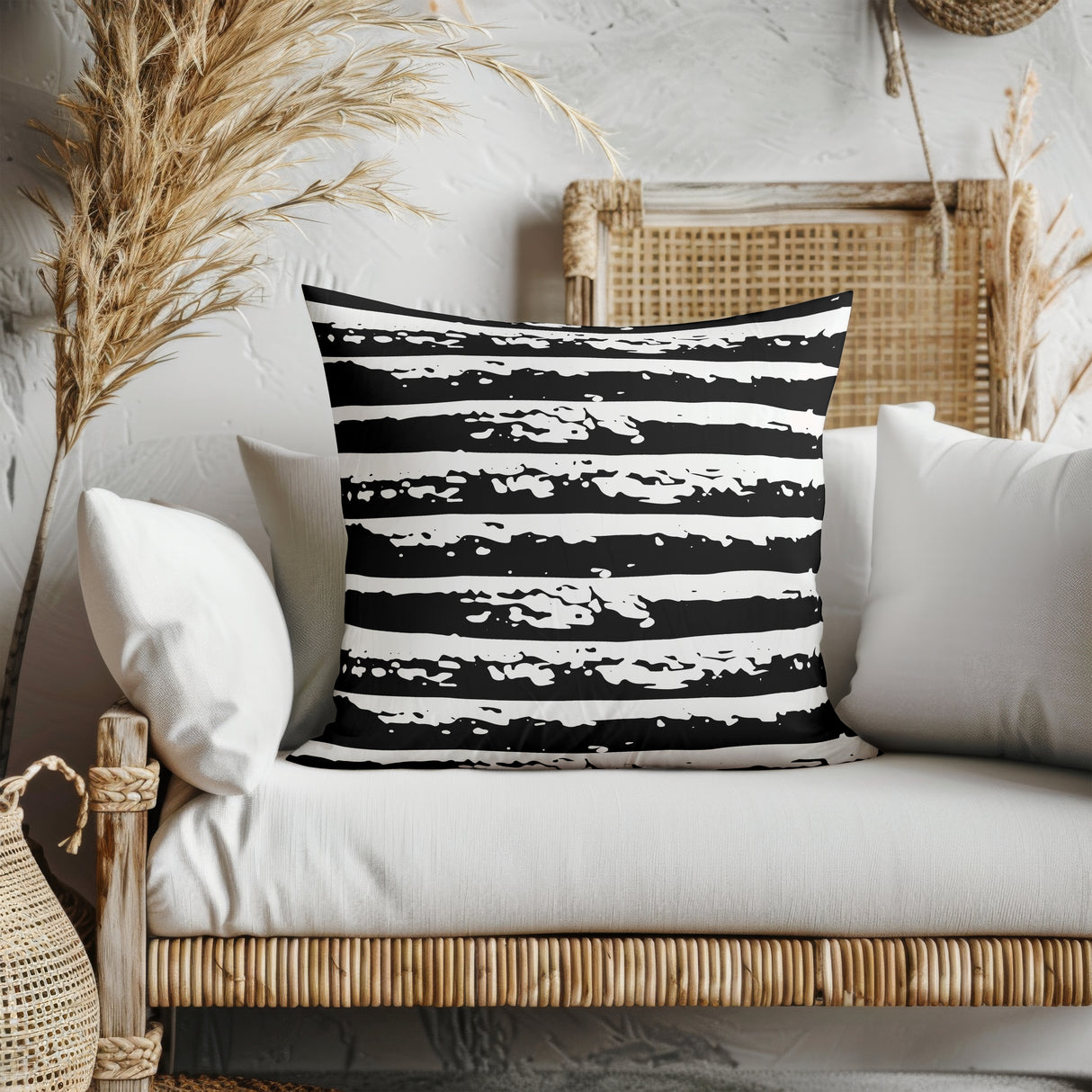 Bold Brush Stripes Square Pillow