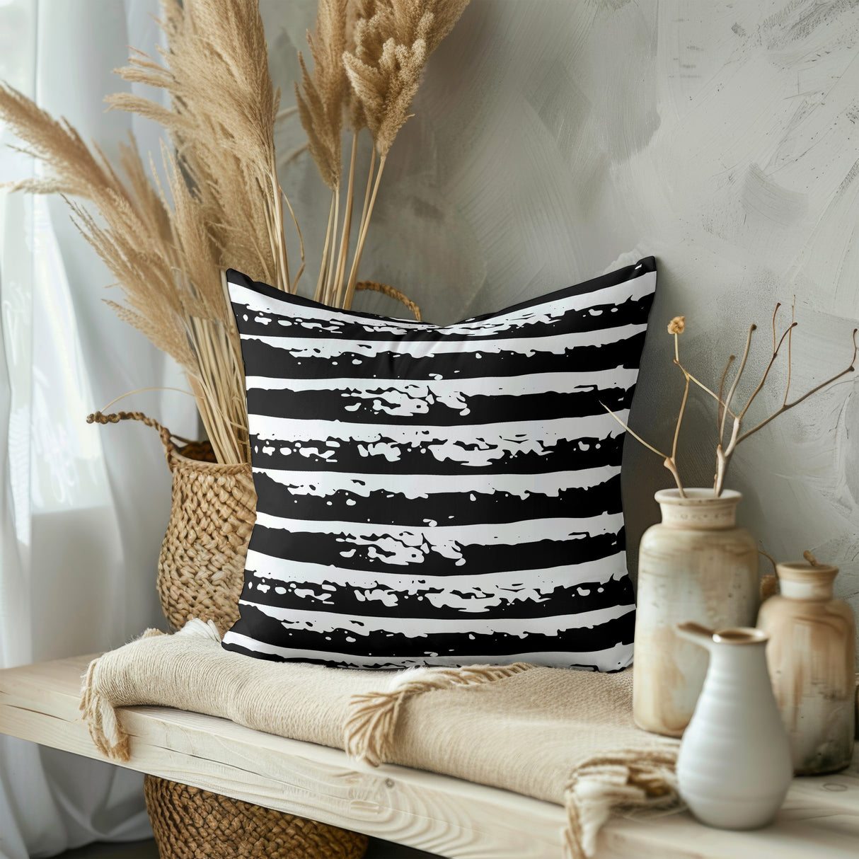 Bold Brush Stripes Square Pillow