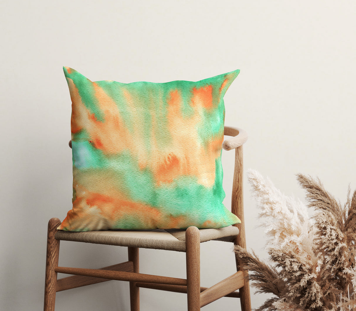 Vibrant Watercolor Flow Square Pillow