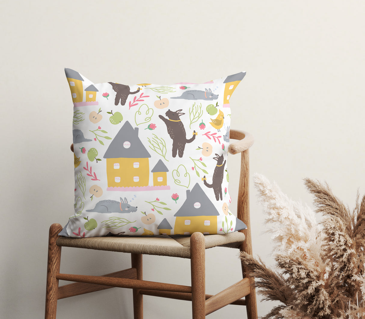 Countryside Whimsy Square Pillow