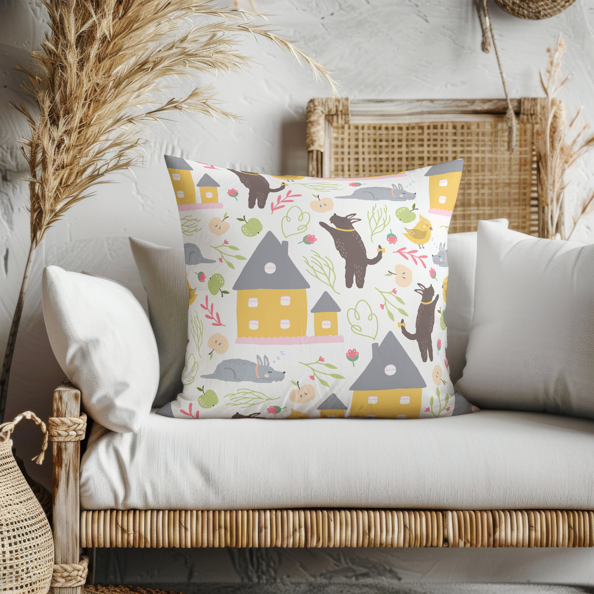 Countryside Whimsy Square Pillow