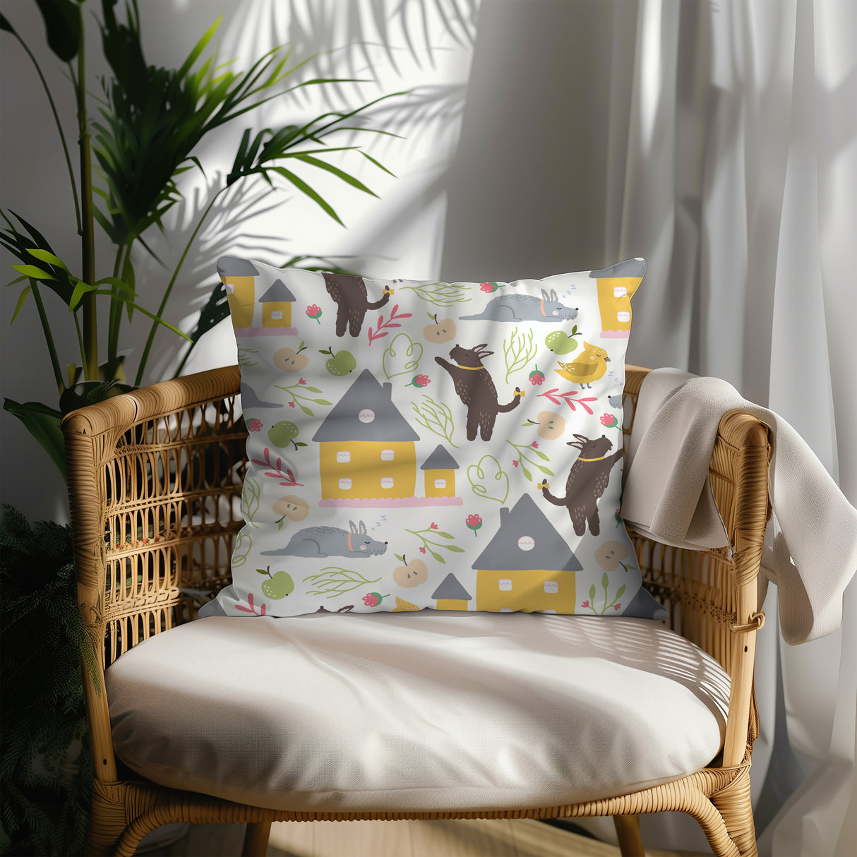 Countryside Whimsy Square Pillow