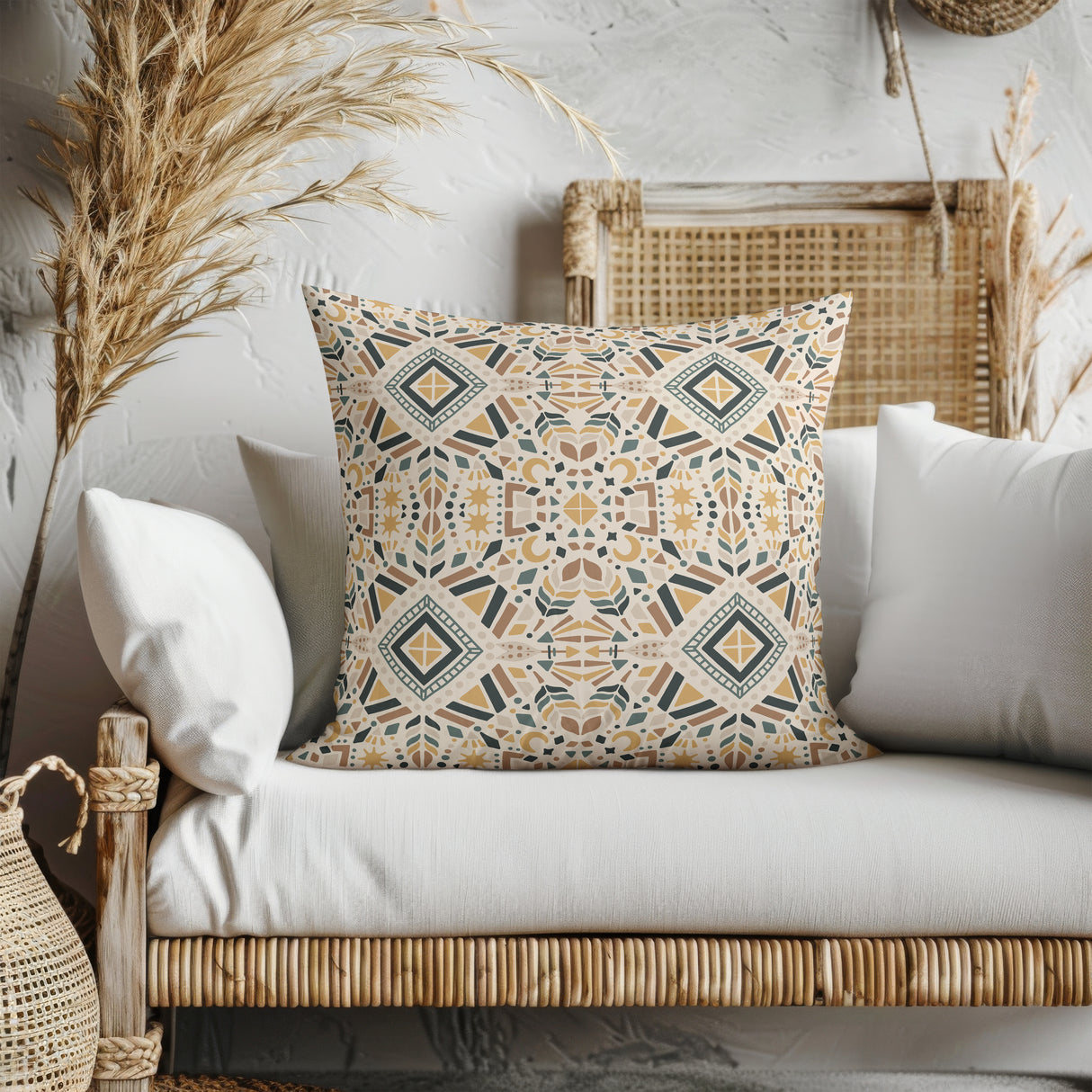 Geometric Desert Glow Square Pillow