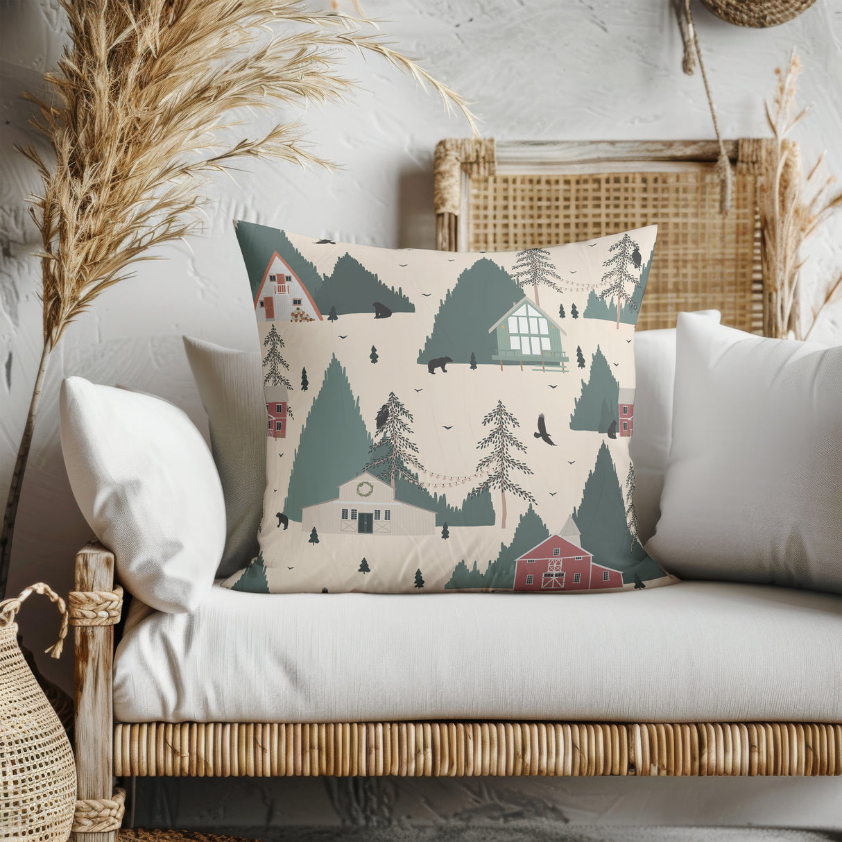 Rustic Forest Retreat Square Pillow