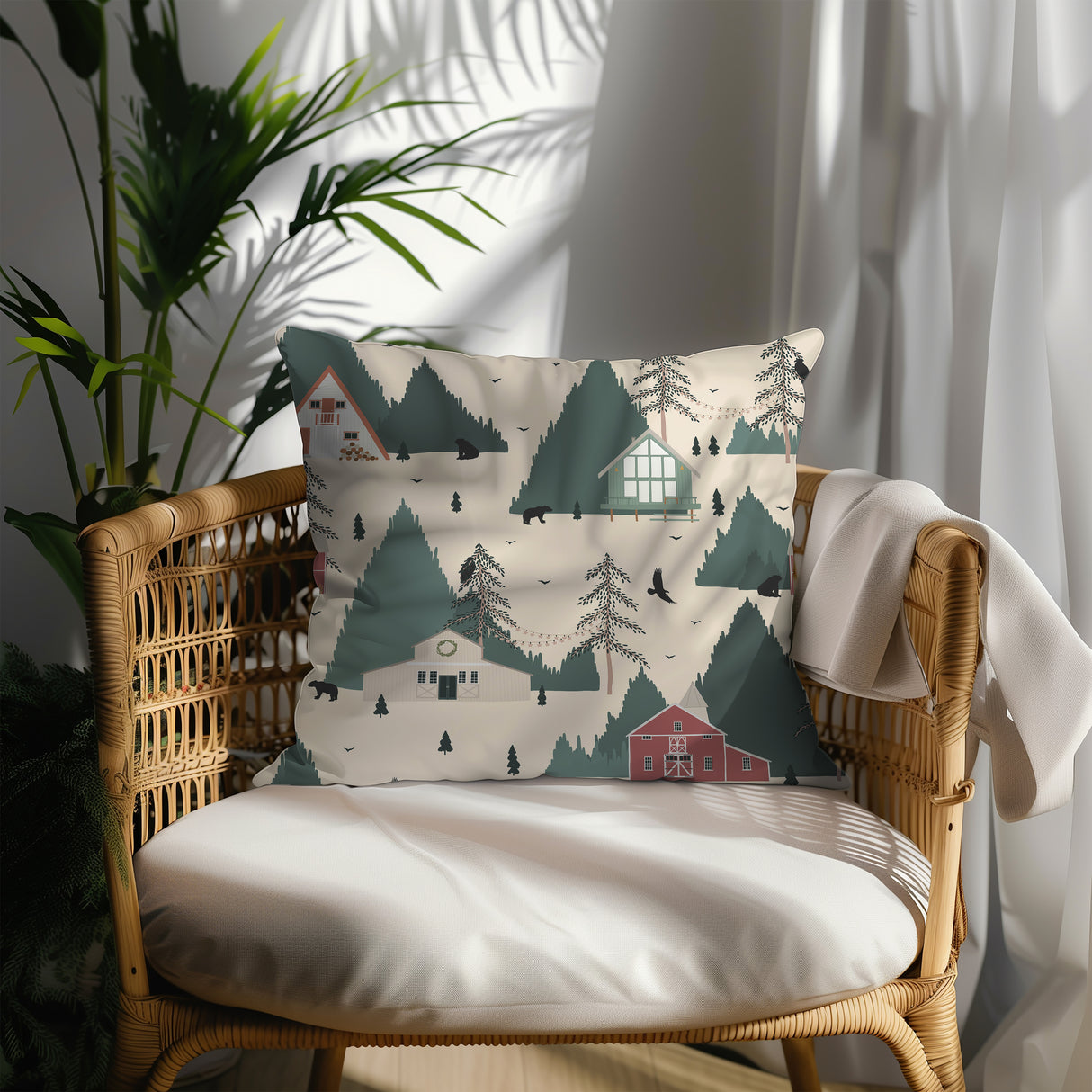 Rustic Forest Retreat Square Pillow