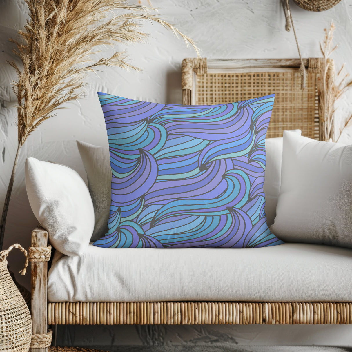 Abstract Ocean Flow Square Pillow