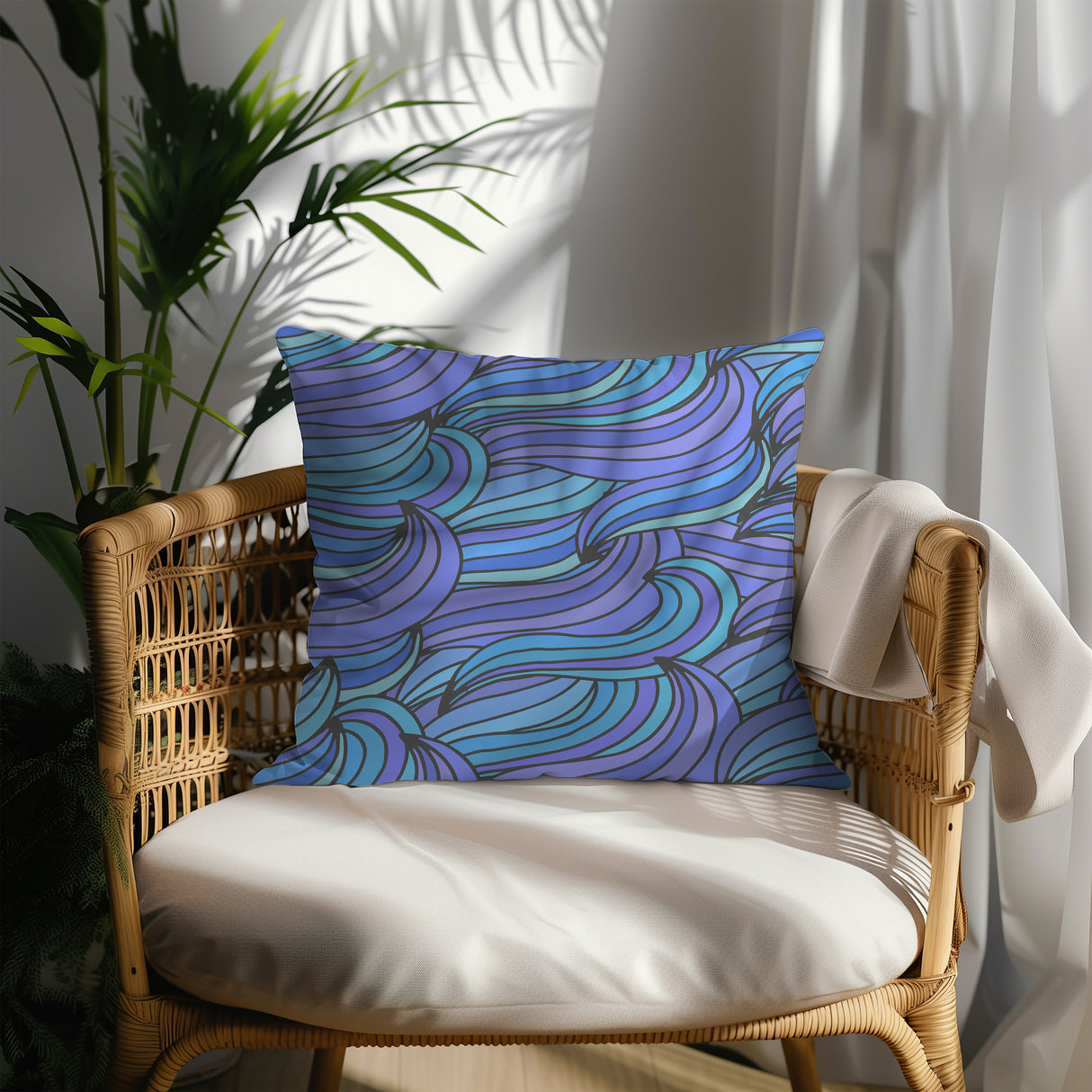 Abstract Ocean Flow Square Pillow