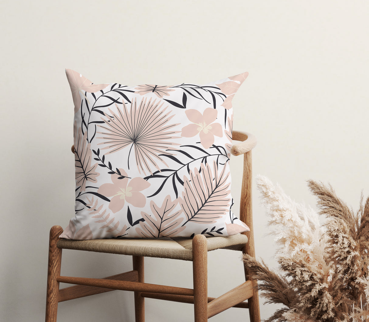 Soft Blush Botanicals Square Pillow