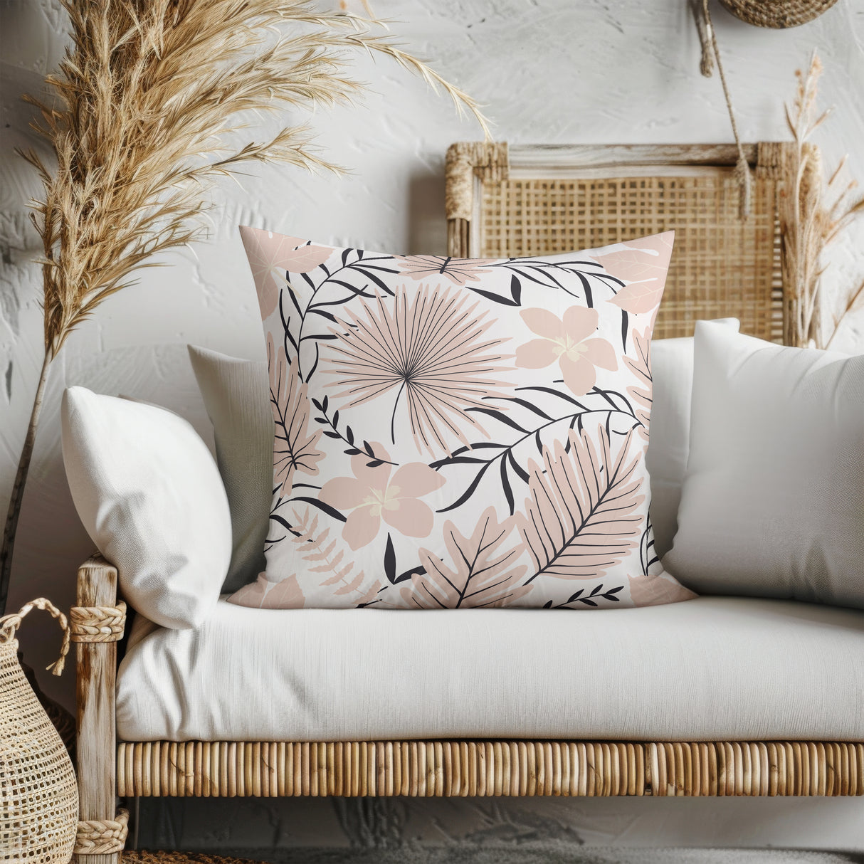 Soft Blush Botanicals Square Pillow