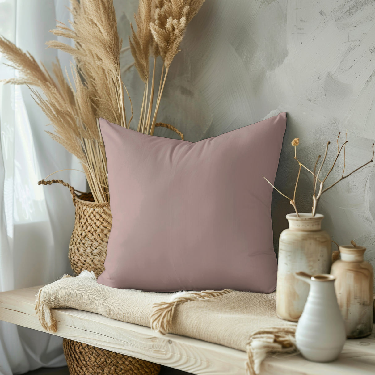 Elegant Blush Accent Square Pillow