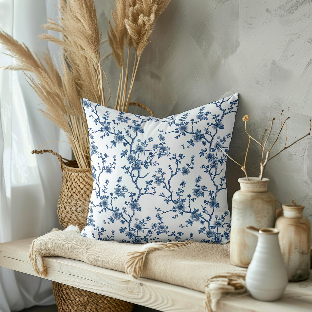 Indigo Elegance Square Pillow