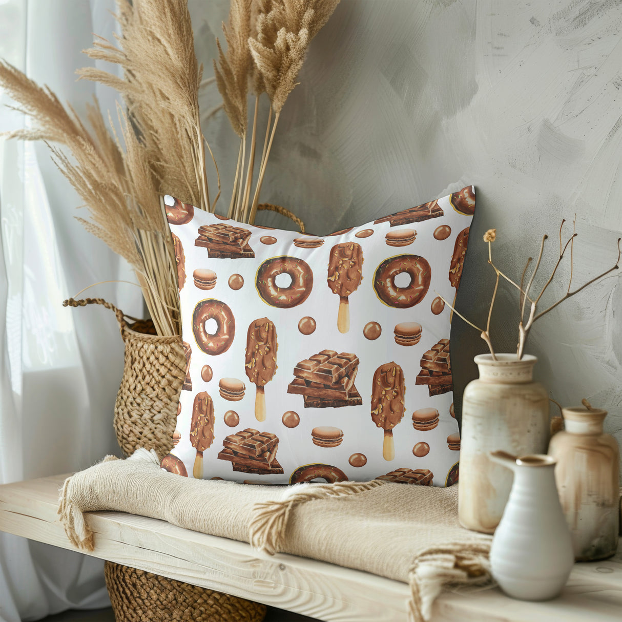 Sweet Chocolate Bliss Square Pillow