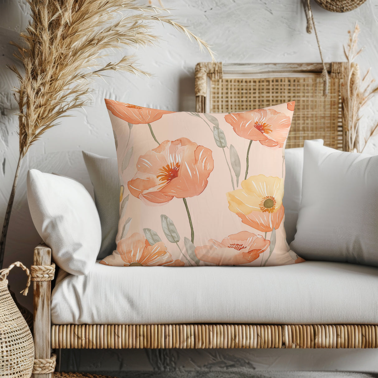 Sunset Blooms Square Pillow