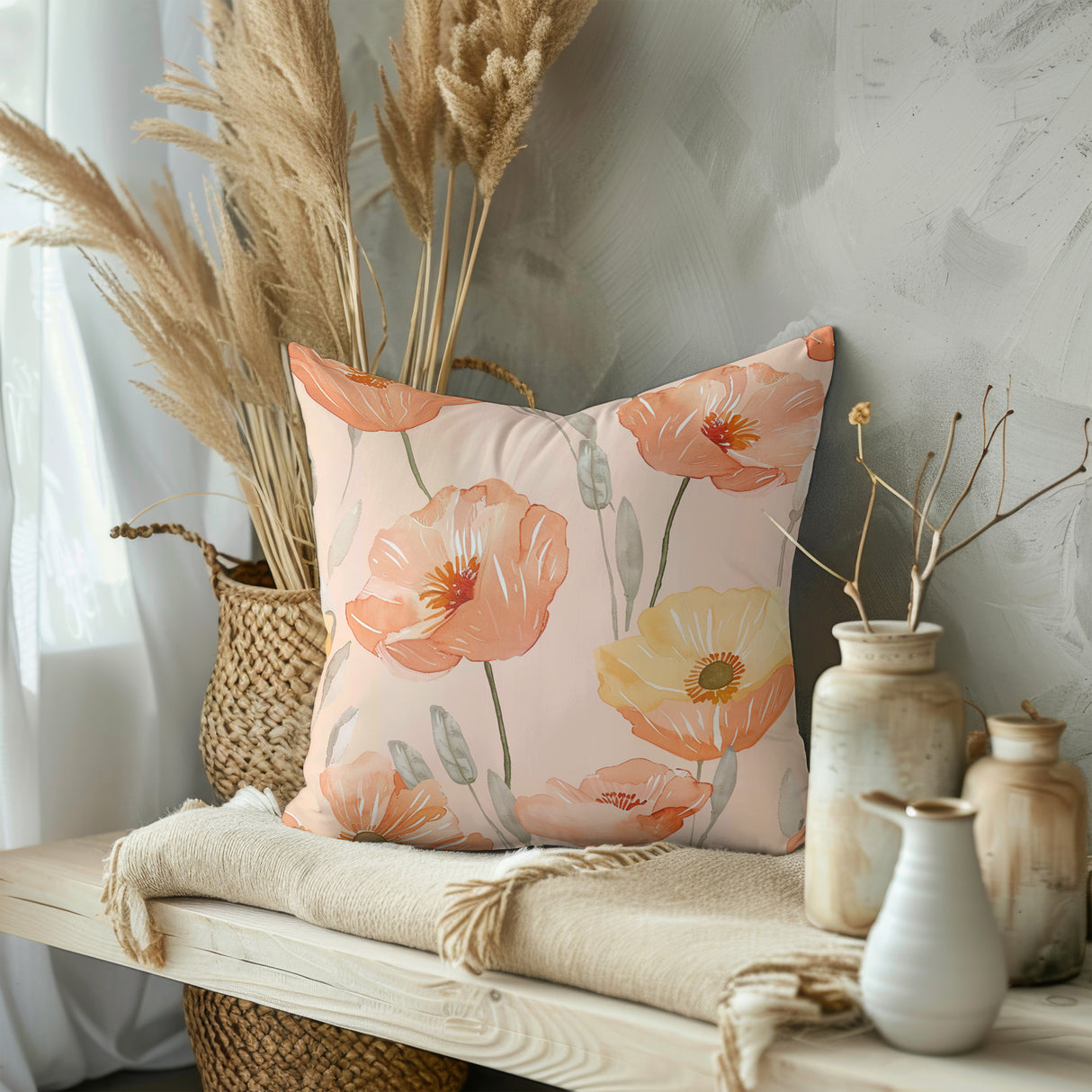 Sunset Blooms Square Pillow