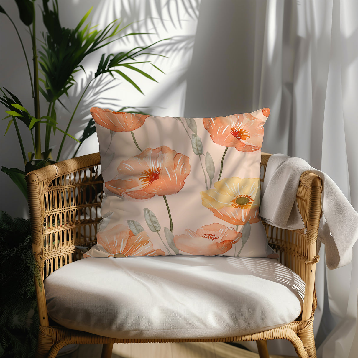 Sunset Blooms Square Pillow