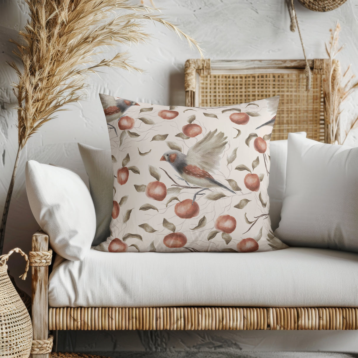 Autumn Songbirds Square Pillow