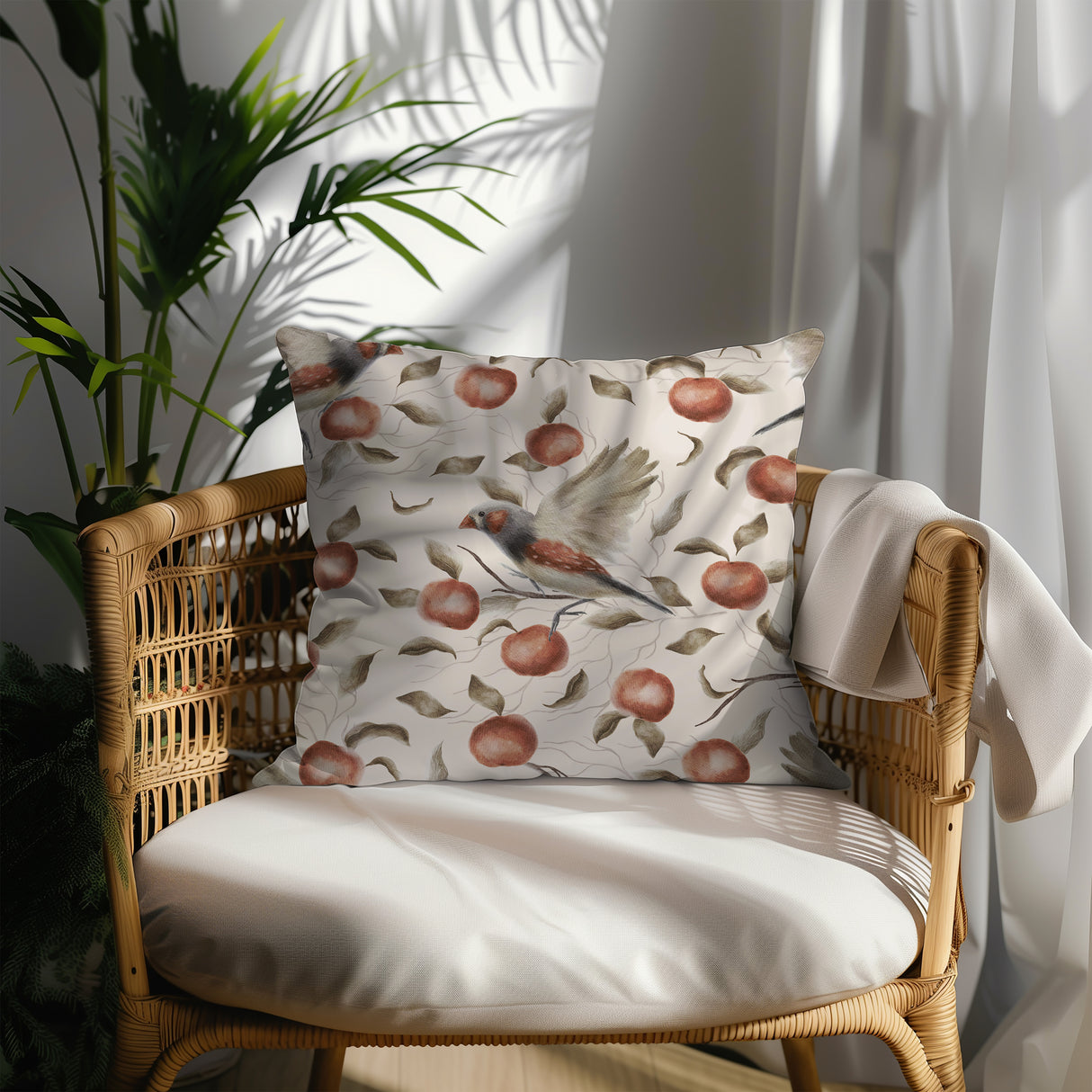 Autumn Songbirds Square Pillow