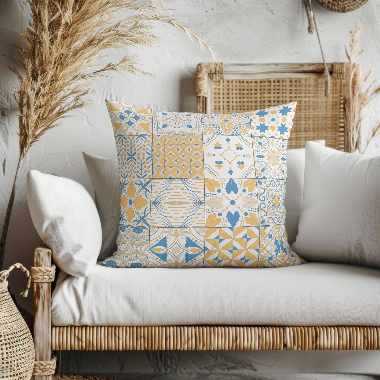 Mediterranean Tiles Square Pillow