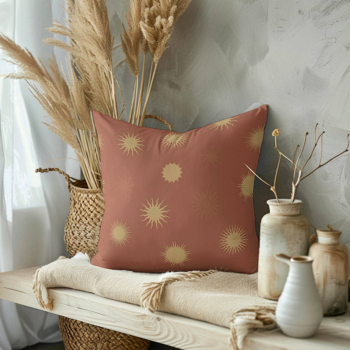 Sunburst Elegance Square Pillow