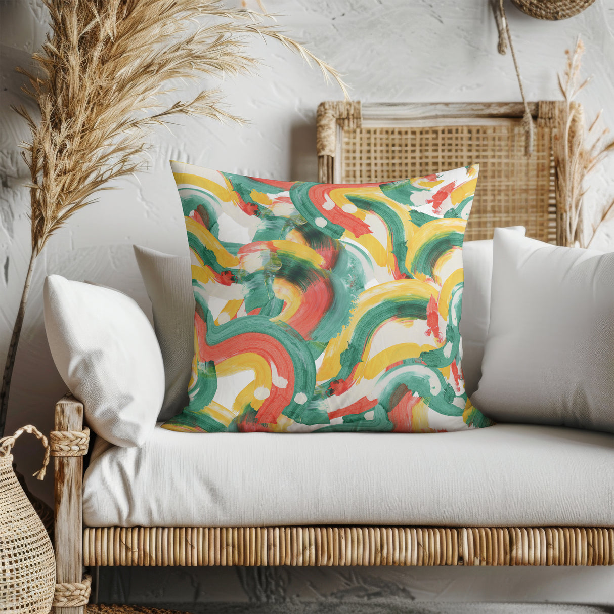 Colorful Symphony Square Pillow