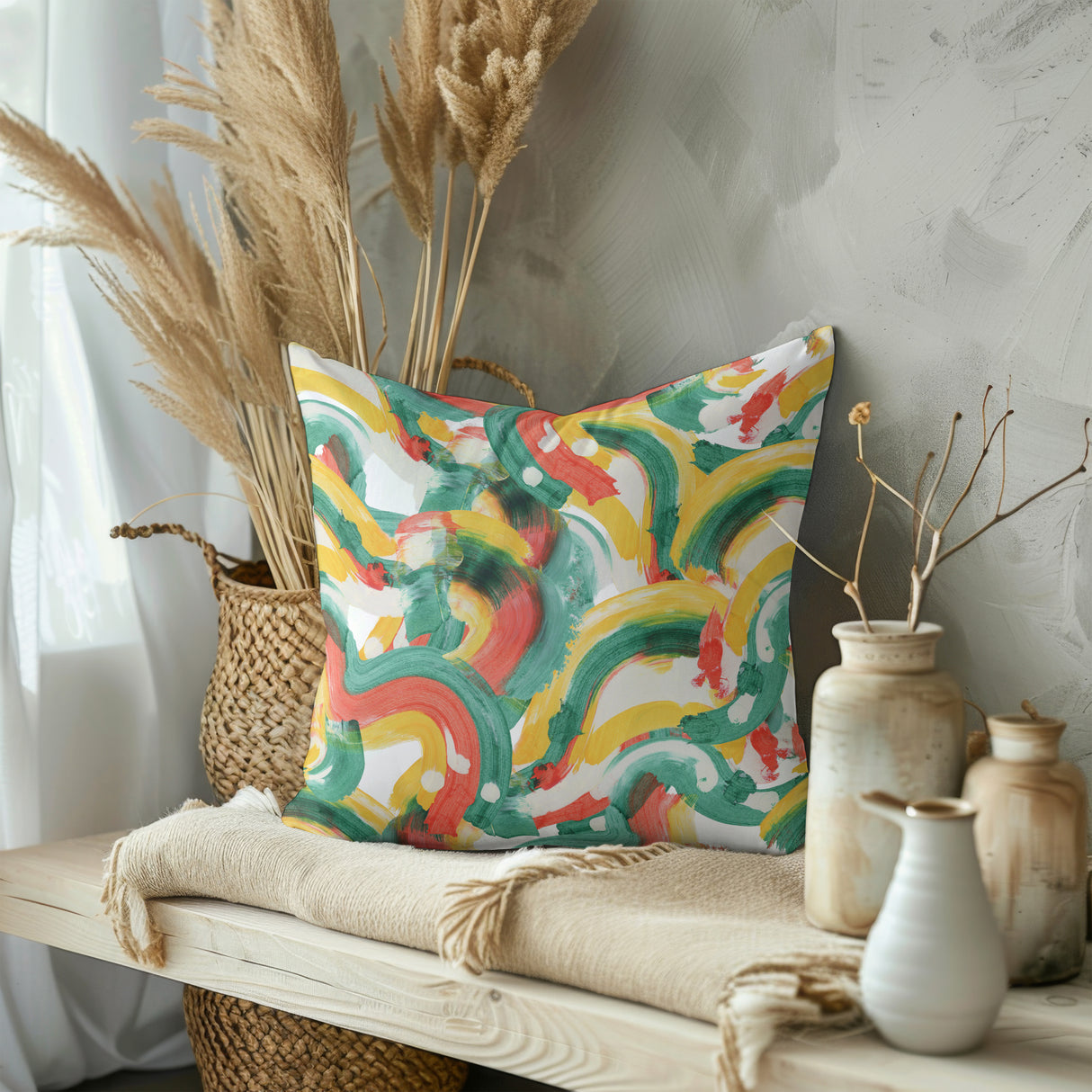 Colorful Symphony Square Pillow