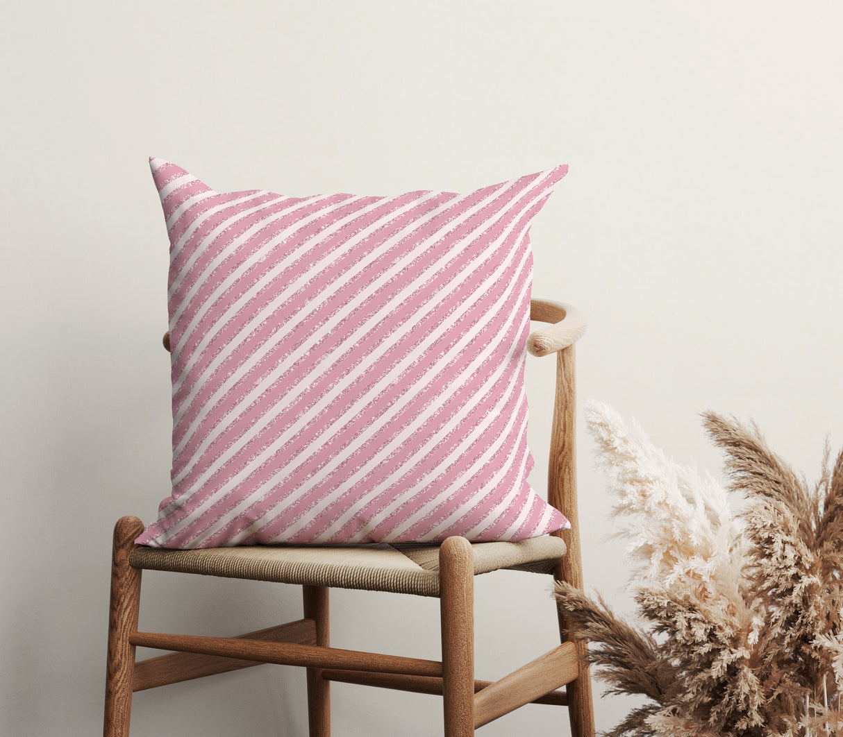 Blush Diagonal Elegance Square Pillow