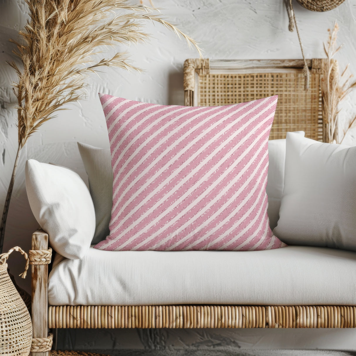 Blush Diagonal Elegance Square Pillow