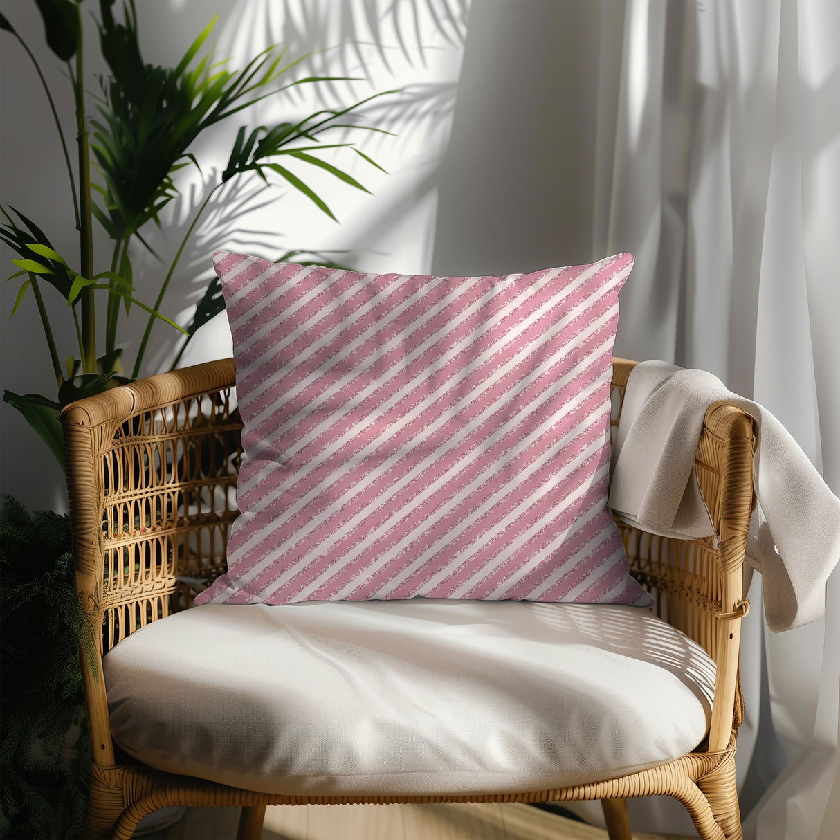 Blush Diagonal Elegance Square Pillow