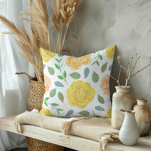 Golden Bloom Elegance Square Pillow