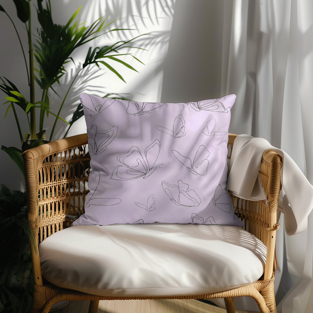 Whispering Butterfly Elegance Square Pillow