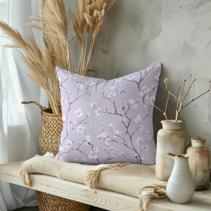 Lavender Blossom Branches Square Pillow