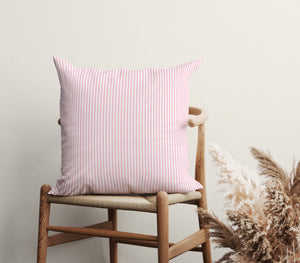 Preppy Pink Stripes Square Pillow