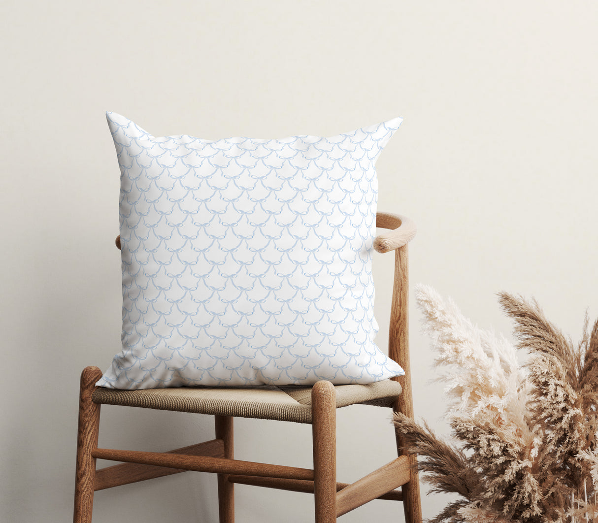 Preppy Blue Bow Square Pillow