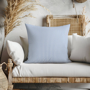 Classic Blue Gingham Square Pillow