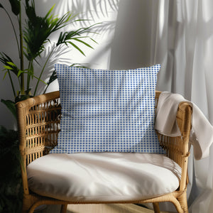 Classic Blue Gingham Square Pillow