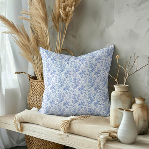 Blue Floral Toile Square Pillow