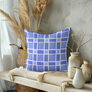 Blue Grid Harmony Square Pillow