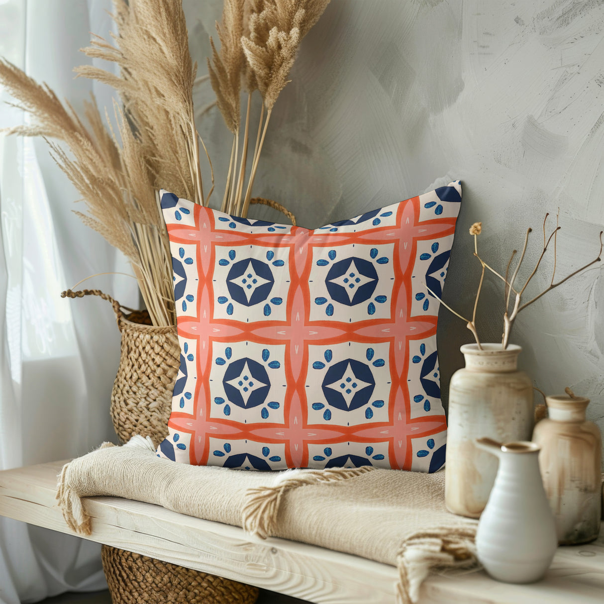 Playful Geo Harmony Square Pillow