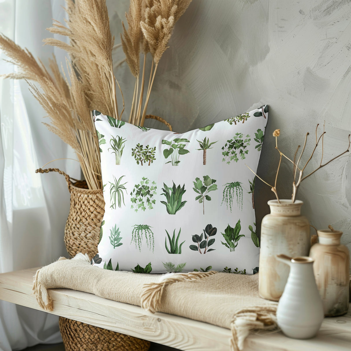 Verdant Pot Harmony Square Pillow