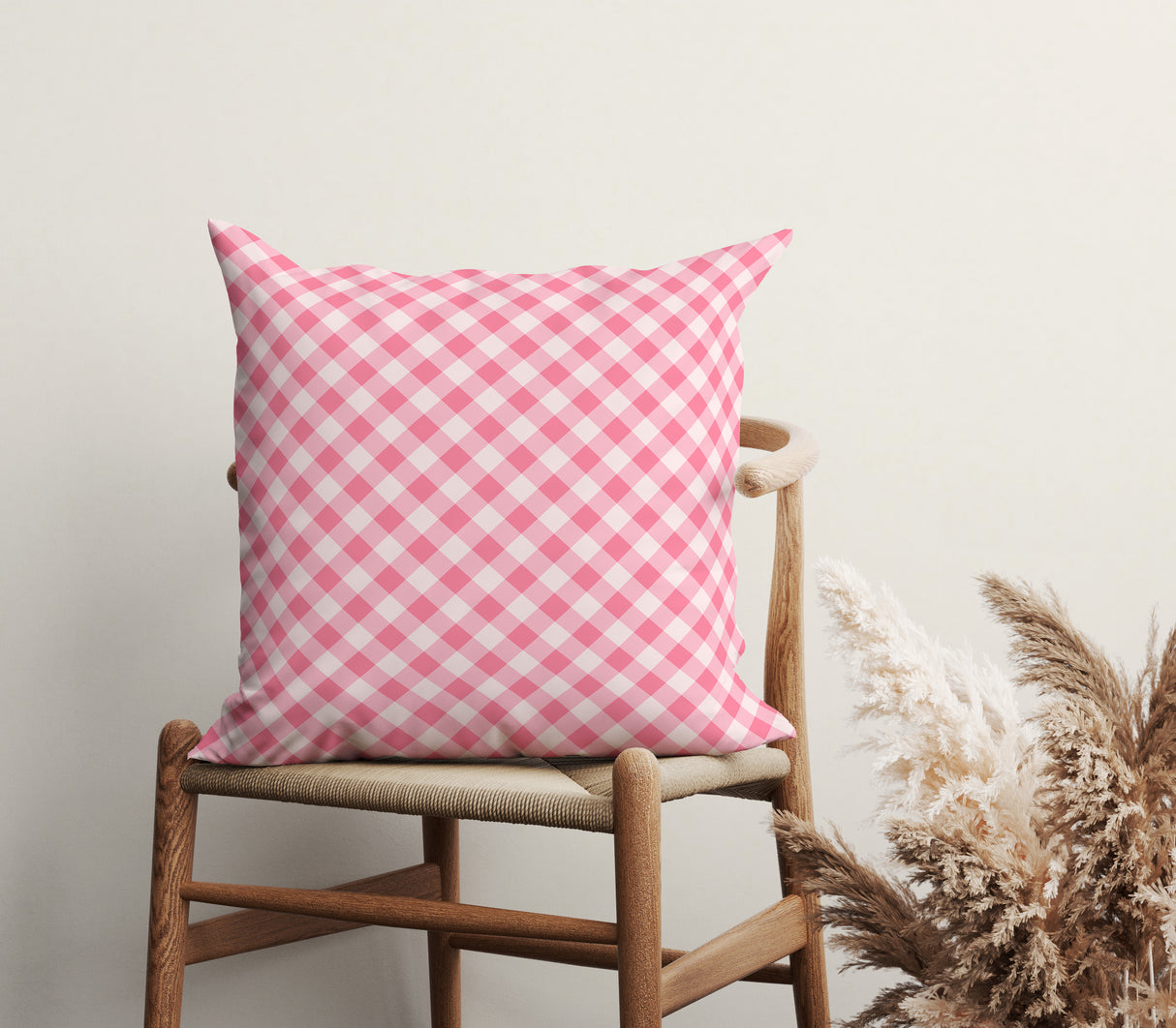 Pink Gingham Charm Square Pillow