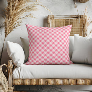 Pink Gingham Charm Square Pillow