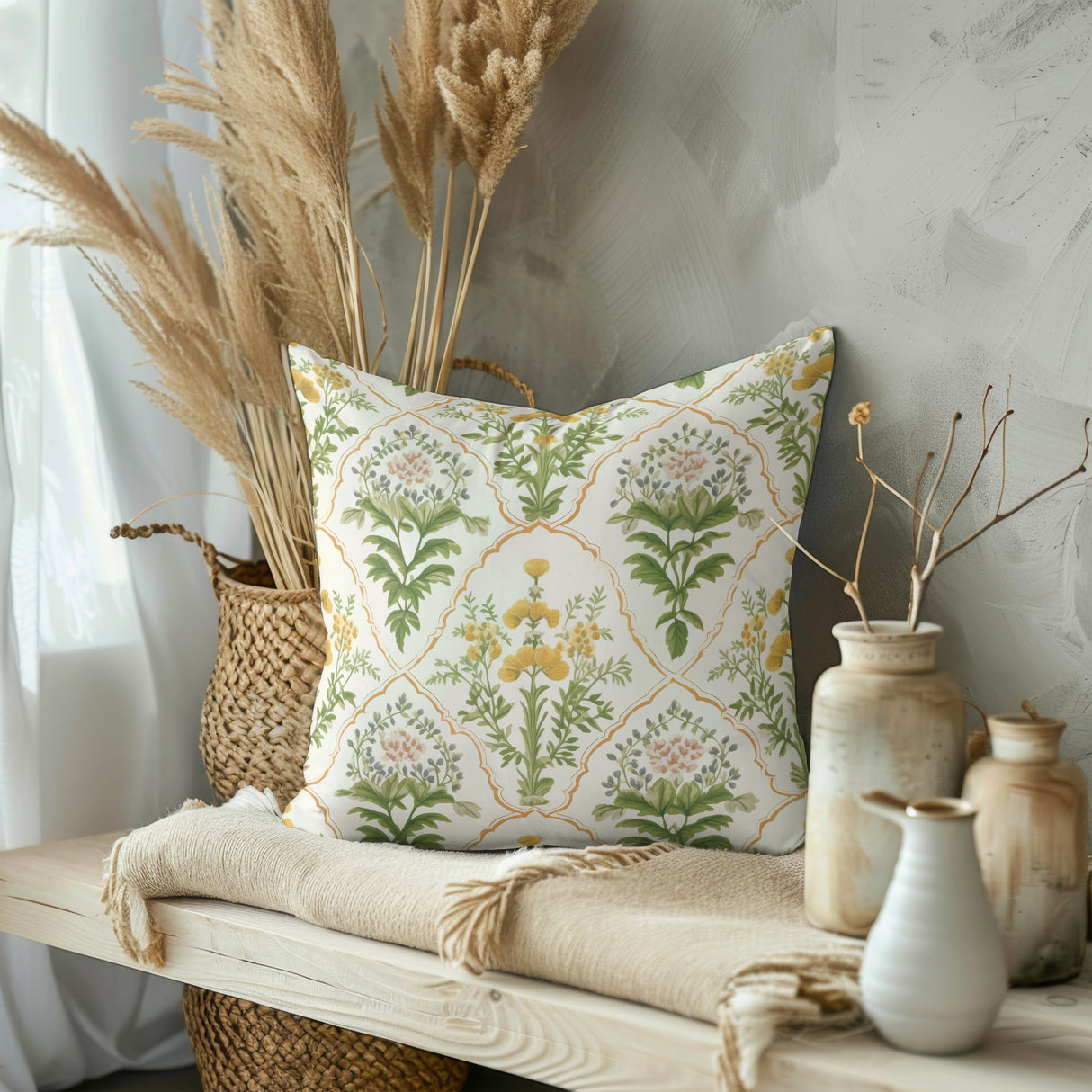 Golden Meadow Square Pillow