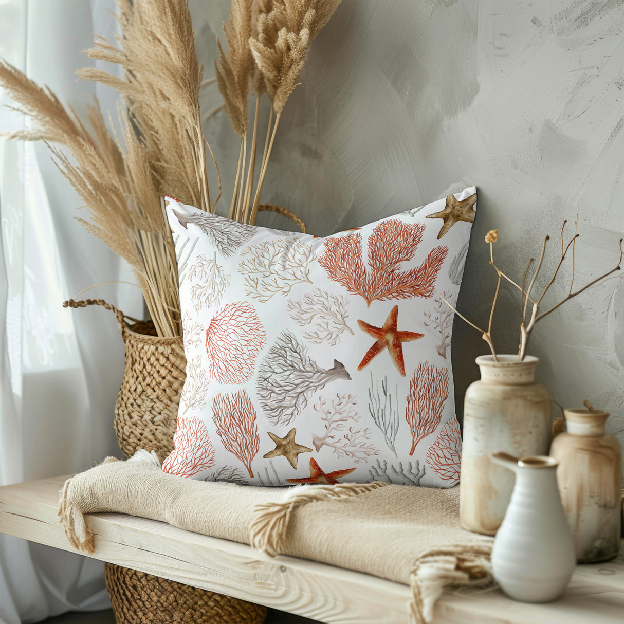 Coral Reef Harmony Square Pillow