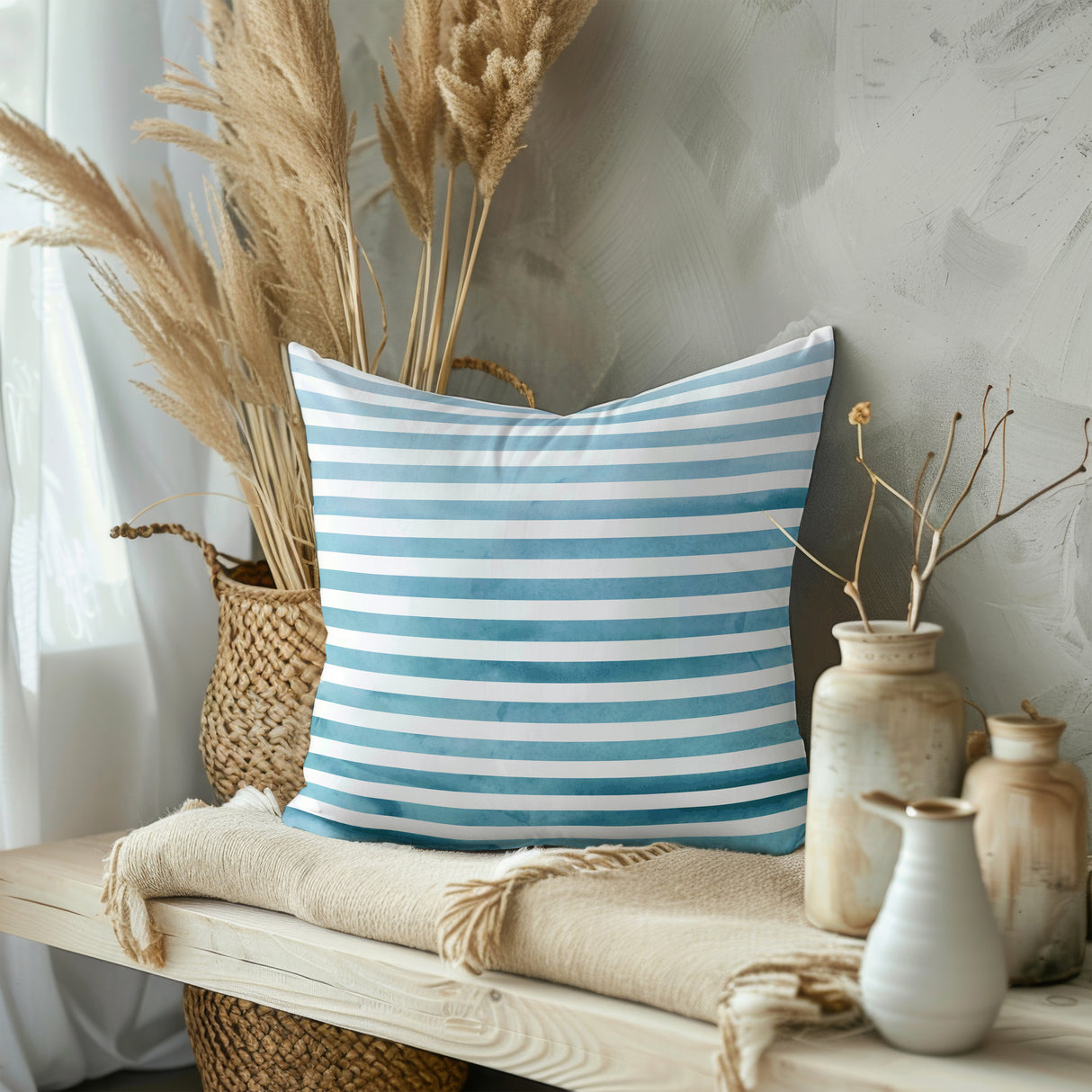 Oceanic Stripes Serenity Square Pillow