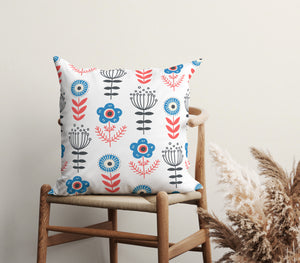 Folk Blooms Square Pillow