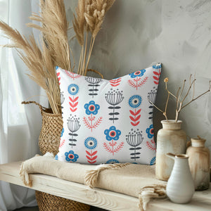 Folk Blooms Square Pillow