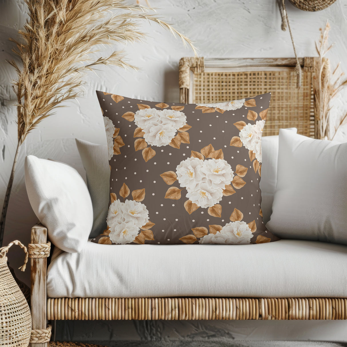 Rustic Floral Elegance Square Pillow