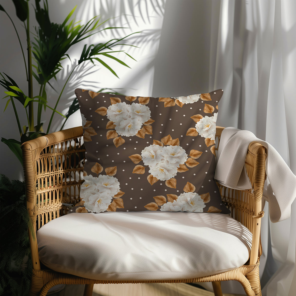 Rustic Floral Elegance Square Pillow