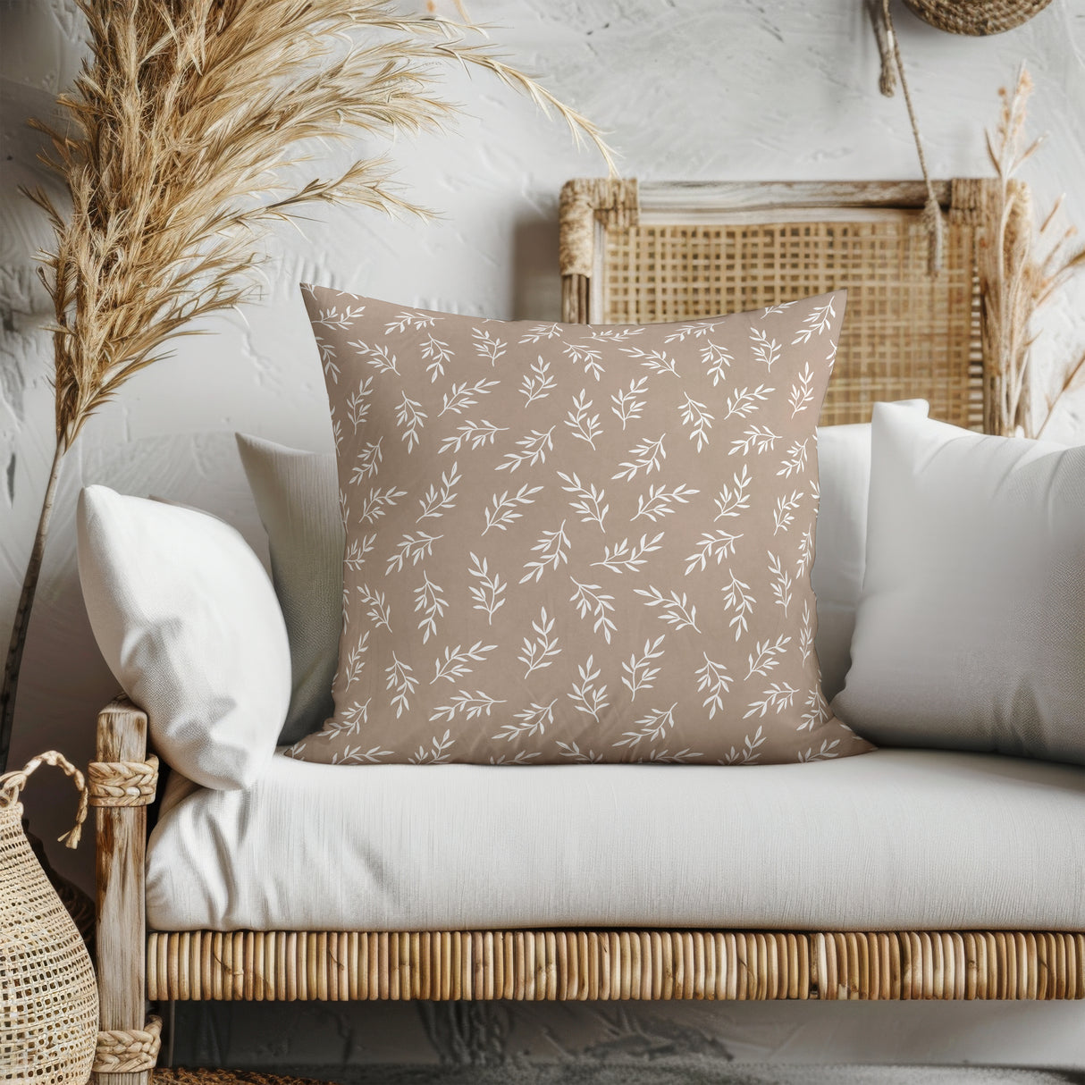 Serene Leaf Elegance Square Pillow