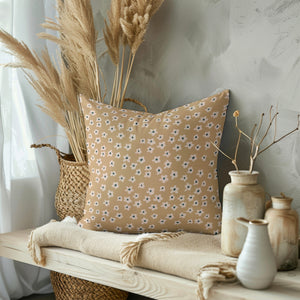 Golden Blossom Bliss Square Pillow